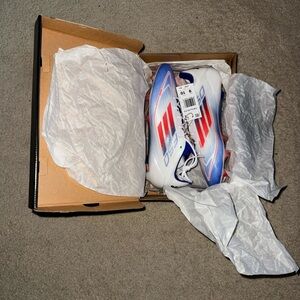 Adidas White and Blue Soccer Cleats